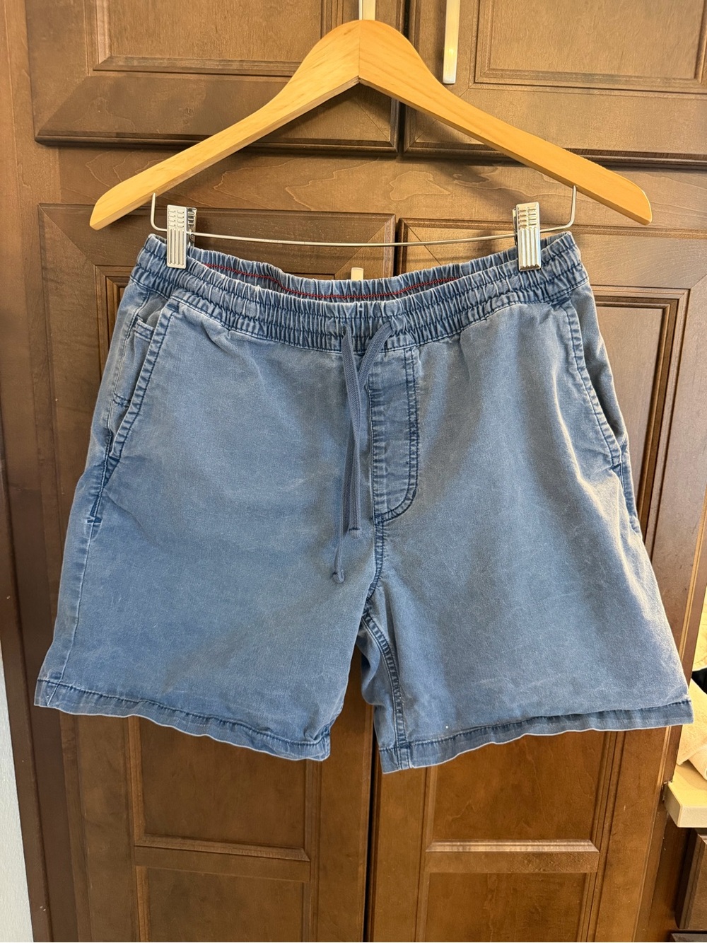 Vans Distressed Blue Elastic Waist Shorts with Back Pocket - Picture 2 of 4